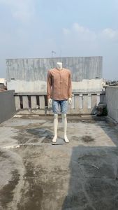 Vanfive Kemeja Pria Shanghai Polos Twill Soft Panjang Coklat Muda 1309