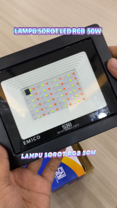 SNI Lampu Sorot LED RGB 50W Warna Warni Outdoor Taman / Flood Light Full Color
