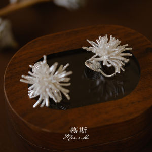 Snow Bud Mousse Resistance Clip-On Earrings Silver Color Large Hoop Earrings for Women Original Style Alloy Decorative Jewelry