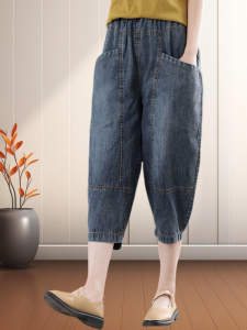 High Waist Loose Fit Dad Jeans Womens Summer Thin Style 2025 New Style Cuffed Straight Leg Casual Blue Denim Pants