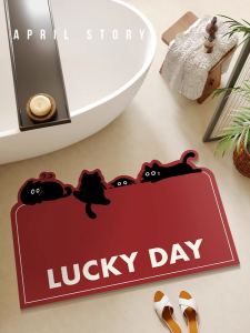 Red Cartoon Bathroom Mat New Year Style Silicon Dendroid Soft Pad Dirt Resistant Toilet Bathroom Absorbent Non Slip Pad