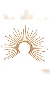 Goddess Crown Headband with Halo Halloween Costume Headwear Role Play Ties Hair Bands
