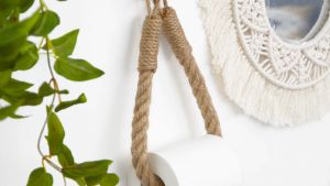 Wood Rope Tissue Paper Roll Holder Home Hotel Bathroom Decoration