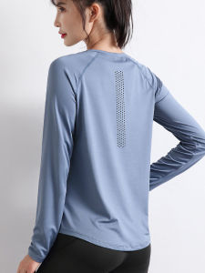 Quick Dry Long Sleeve Yoga Sportswear Womens Thin Fitness Pilates Running Top Loose T-Shirt Cover up Sportswear