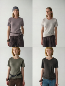 INSIS FEMME | Natural Organic Cotton Hemp Autumn Round Neck Ruffled Irregular Short Sleeve T Shirt