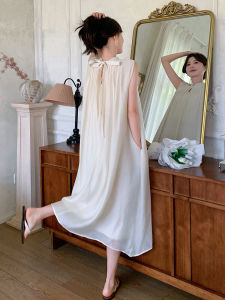 French Style Sleeveless Neck Hanging Fairy Dress Women Summer Sweet Gentle High Cold Fashion Tencel Holiday Long Dress