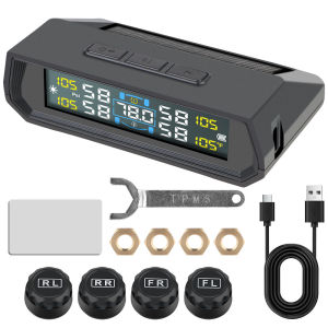 Solar Power With 4 External Sensors Auto Security Alarm Tire Pressure Monitoring System 2025 New TPMS