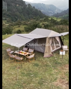 Naturehike VILLAGE 6.0 Gen 2 Flagship Edition Fast Automatic Cabin Style Tent Ti Black Coated Sunscreen Large 15m² Use Space for 4 Person Waterproof Ridge Roof 6 Ultimate VILLAGE 6