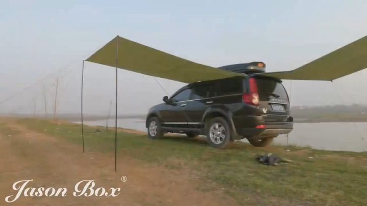 Hot sale Outdoor car self driving tour Folding canopy thickened Camping sun visor side tent side tent rain proof free metal pole thickened UV rain proof universal model folding bicycle tent side