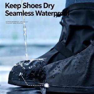 Size 36-47 Reusable Waterproof Shoes Cover Water Boot Cycling Hiking Anti-Slip PU Leather Overshoes Rain Snow Shoes Protectors