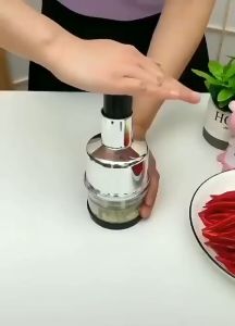 Stamping Grinding Garlic Onion Plastic Kitchen And 304 Stainless Steel Garlic Chopper 3s Fast Food Chopper Kitchen Cooking Tool flower