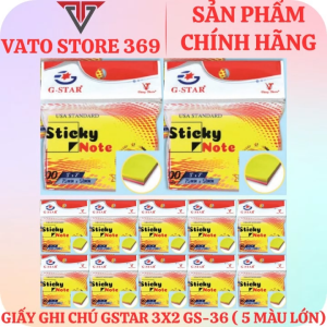 Giấy note ghi chú GSTAR GS-38 neon 5 màu bảng lớn 3x2 75mm x 51mm  100 tờ