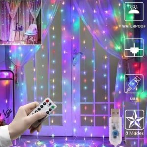 Christmas Lights Curtain Lights 300 LED String Lights 8 modes Waterproof Fairy Lights With remote control