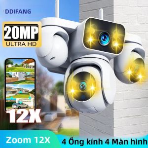 Camera IP WiFi 20MP 12X Zoom Quang Học Camera Giám Sát Video 10K Camera An Ninh Theo Dõi Tự Động Chống Nước Với Bốn Màn Hình