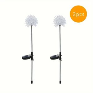 1PC Solar Dandelion LED Garden LightsStainless Steel Outdoor Lawn LampLandscape Decoration for VillaBalconyCourtyardGarden
