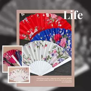 AGBBG พัดลมพับผ้าสไตล์ญี่ปุ่นสไตล์จีนพัดพับได้ผ้าซาตินเรียบมันวาวพัดลมเต้นรำคลาสสิกตกแต่งบ้าน
