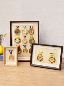 Modern Minimalist Wooden Marathon Medal Display Frame Storage Box Stand Award Badge Photo Frame Rectangle Shape Home Decor