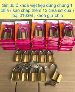 Combo 35 ổ khoá việt tiệp dùng chung 1 chìa ( sao chép thêm 12 chìa sơ cua ) loại 0163M  khoá giữ chìa