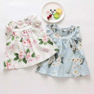 TOKO49 - Gaun Mini Lengan Pendek Dengan Gambar Motif Floral