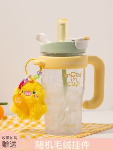 Large Capacity Tritan Plastic Water Bottle with Straw High Temperature Resistance Great for Sports Office Home School Macaron Color