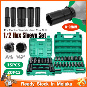 1/2" 8-32mm Length Extra Long Deep Impact Socket Durable Chrome Vanadium Driver Socket Hex 6 Points Sleeve Wrench Ratchet Tool Repair Hand Tools Kit