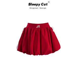 Váy Ngắn Xếp Ly Sleepy Cat High Waist A-Line Váy Ngắn Xếp Ly Red Flower Bud Váy Ngắn Xếp Ly Cho Nữ Váy Ngắn Xếp Ly Dáng Chữ a