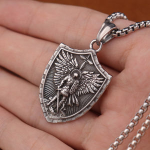 Fashion Simple Arch Angel St.Michael Mens Necklaces Stainless Steel Pendant Chain Amulet Vintage Women Jewelry Gifts Wholesale