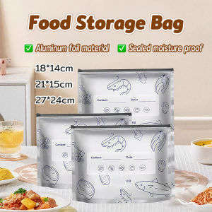 Ellebreen 10Pcs/Pack Aluminum Foil Food Bag Leakproof Freezer Kitchen Fresh-keeping Reusable Bags