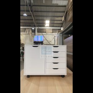 Tủ Gỗ Cabinet Halifax 5 Ngăn Kéo Có Bánh Xe Thương Hiệu SIB Décor KG80