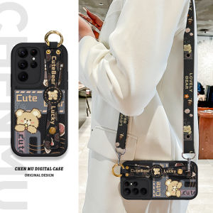 Cartoon Bear Strap Silicone Phone Case Womens New Style S24 Galaxy S23 S22 S21 S20 Ultra Anti-Fall Full Cover Protection