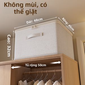 Hộp Lưu Trữ Dung Lượng Lớn Từ Vải Linen Cotton