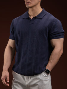 Barbro Mens Short Sleeve Polo Shirt Casual Knitted Thin Summer T-Shirt Flip Collar Breathable Moisture Wicking Polyester Blend
