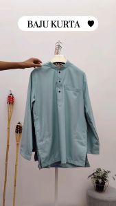 Kurta Budak PG1 Sempurna Warna Peach Nude Purple Black Mint Green Baby Blue Lilac Purple Pink Soft Yellow Brick Orange Sage Green Ash Blue Olympic Olive Gold Slim Fit Cotton Baju Raya / KD
