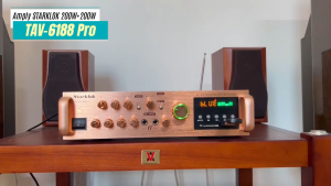 Amply Nghe Nhạc Bluetooth Starklok 6188 PRO Vàng Gold  amply mini hỗ trợ Bluetooth USB/thẻ nhớ Công suất 200W+200W