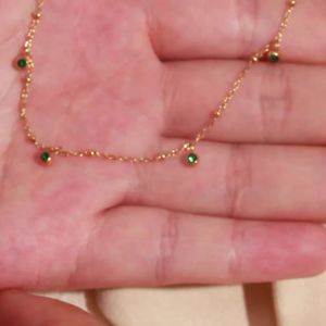 E.B.belle Elegant 5 Round Zircon Thin Chain Clavicle necklace Feast 18K Gold Plated stainless steel womens jewelry Decoration
