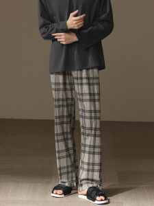 me home wear | New Plaid Cotton Thin Loose Casual Pants Mens Home Wear