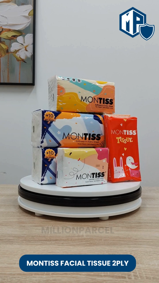 Montiss 2 Ply Facial Tissue | 100% Virgin Pulp | Non-OBA | Soft Pack Tissue for Home Office Travel | Halal & ISO Certified | 260S 200S 150S 120S 50S