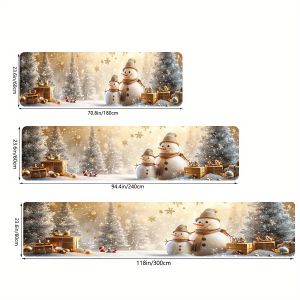 VIKAMA Golden Christmas Snowman Running Rug Home Decor Soft And Washable Water-Absorbing Mat For Corridor Bedroom Kitchens