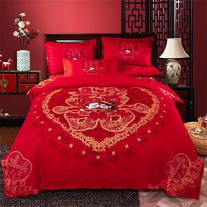 Jiaxun | Red Wedding Four-Piece Bed Set