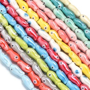 10pcs Colorful Fish Shape Ceramic Beads 10x20mm Fish Beads Porcelain Loose Spacer Beads For DIY Jewelry Making Bracelet Earrings