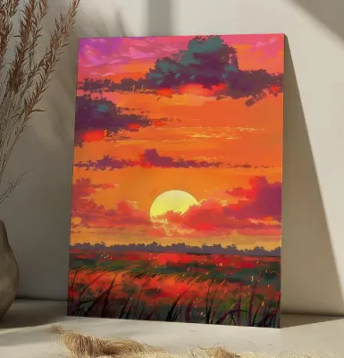 Bộ Tranh Tô Màu Theo Số Phong Cảnh Đồng Ruộng Lúc Hoàng Hôn Sơn Acrylic Trang Trí Nhà Cửa Phòng Khách Phòng Ngủ - Dễ Tô Màu Cho Mọi Cấp Độ