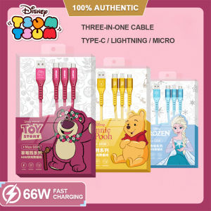 100% Authentic Disney Cable Fast Charging Lightning Cable 3 in 1 Charging Cables Lotso Winnie Micro USB Type-C iPhone Cable Mickey Minnie 1.2 meter for all smart devices LY2/LY3