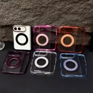 szhaiyu | Luxury Transparent Magnetic Phone Case For iPhone Duo iPhone 18 Fold With 360° Rotating Bracket Holder Protect Back Cover Fundas