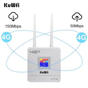 KuWFi Unlocked 4G LTE WiFi Router with SIM Card Slot 150Mbps CPE Modem External Antennas