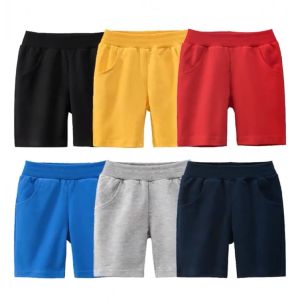 Kids High Quality Cotton Elastic Waist Beach Pants Casual Pants Active Shorts for Kids Boys 1-8 Years Old