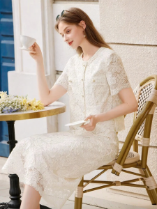 XIANGYING | French Style Lace Dress Set Two Pieces