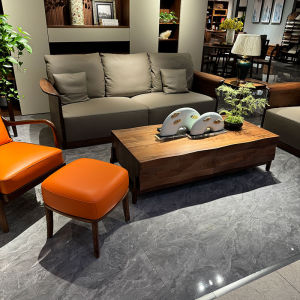 New 2025 Chinese Style Solid Wood Sofa Coffee Table Set Casual Black Walnut White Larch Business High End Hotel Homestay