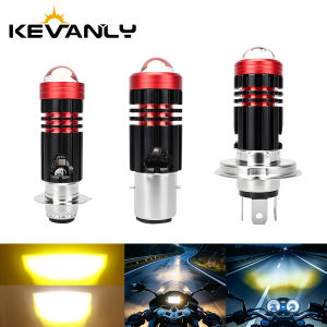 KEVANLY | 1PC BA20D H4 P15D Motorcycle LED Headlight Bulb DRL Driving Light Dual Color Yellow White Fog Light Hi/Lo Beam Lamp 12V