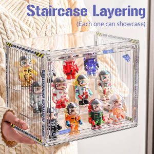 Acrylic Blind Box Display Case Collections for Action Figures Stackable Magnetic Suction Storage Organizer Dustproof Box Collapsible Showcase for Toy Dolls Souvenirs Models