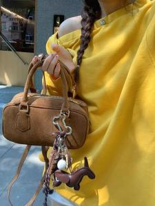 2024 K-style New Arrival Vintage Suede Minimalist Satchel Small Square Bag Bowling Easiest for Match One-Shoulder Crossboby Bag Women